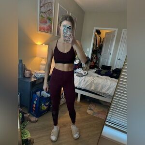 Burgundy Workout Set with Mesh detail